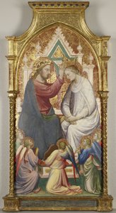The Coronation of the Virgin med fem musikkskapende engler, 1408 (tempera på poppelpanel)
